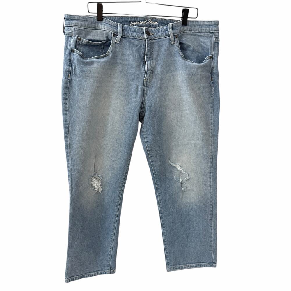 UNIVERSAL THREAD Jeans Women’s 18/34R Light Wash Mid Rise Boyfriend‎ Crop